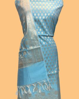 BANARASI MERCERISED SKY BLUE SILK SUIT