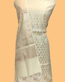 BANARASI MERCERISED OFF WHITE SILK SUIT