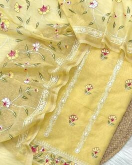 BANARASI LINEN YELLOW SILK SUIT