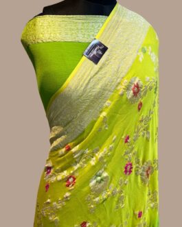 Banarasi handloom Light Mehndi semi Georgette