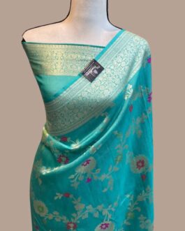 Banarasi handloom Sky Blue semi Georgette