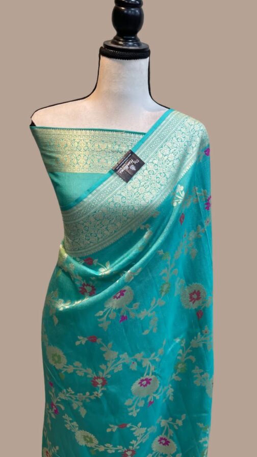 Banarasi handloom Sky Blue semi Georgette