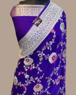 Banarasi handloom Royal Blue (Neela) semi Georgette