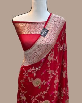 Banarasi handloom Red(Lal) semi Georgette