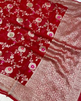 Banarasi handloom Red(Lal) semi Georgette