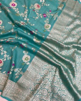 Banarasi handloom Sky Blue semi Georgette