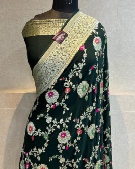 Banarasi handloom Black (Kala) semi Georgette