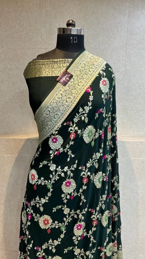 Banarasi handloom Black (Kala) semi Georgette