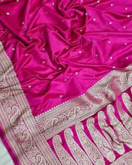 Banarasi Rani Pink Masru Pure silk Saree