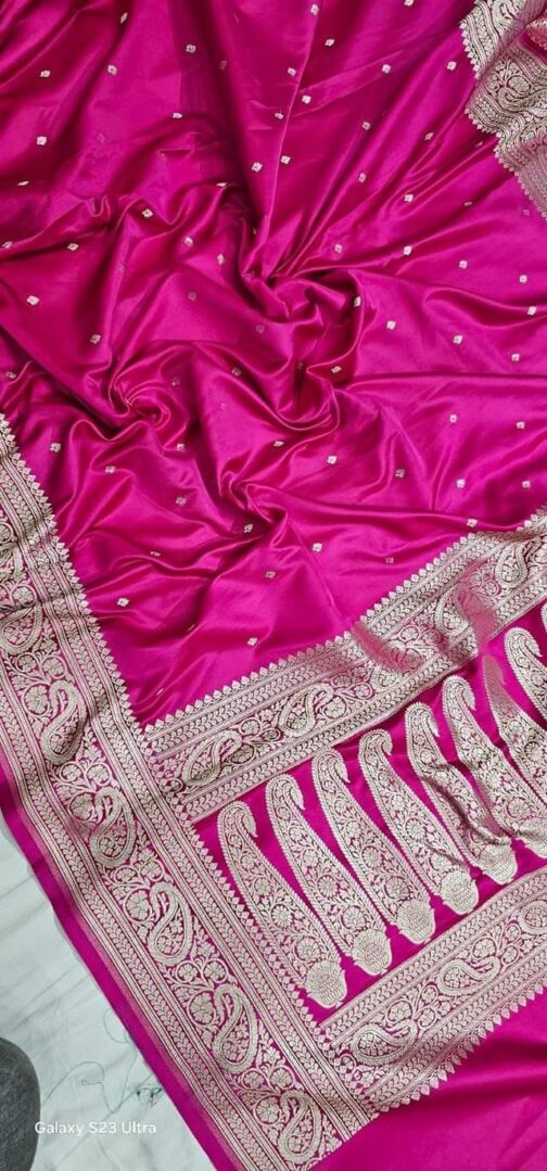 Banarasi Rani Pink Masru Pure silk Saree