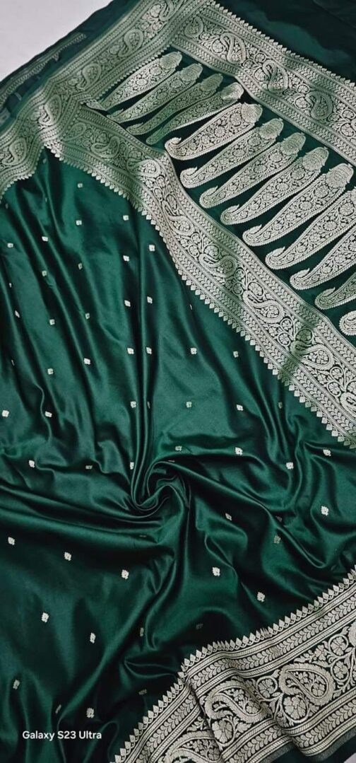 Banarasi Green Hara Masru Pure silk Saree - Image 2