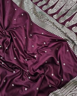 Banarasi Maroon Masru Pure silk Saree