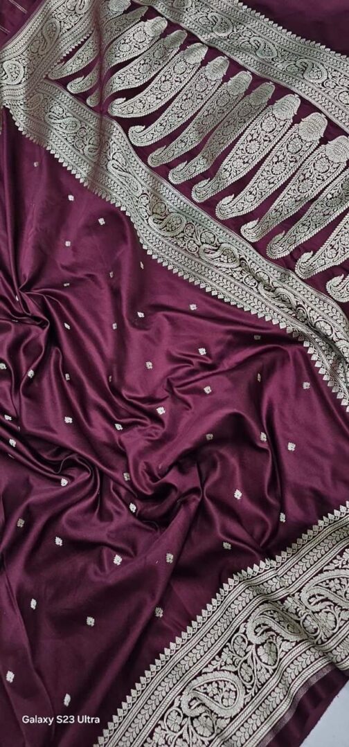 Banarasi Maroon Masru Pure silk Saree