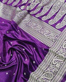 Banarasi Baigani Purple Masru Pure silk Saree