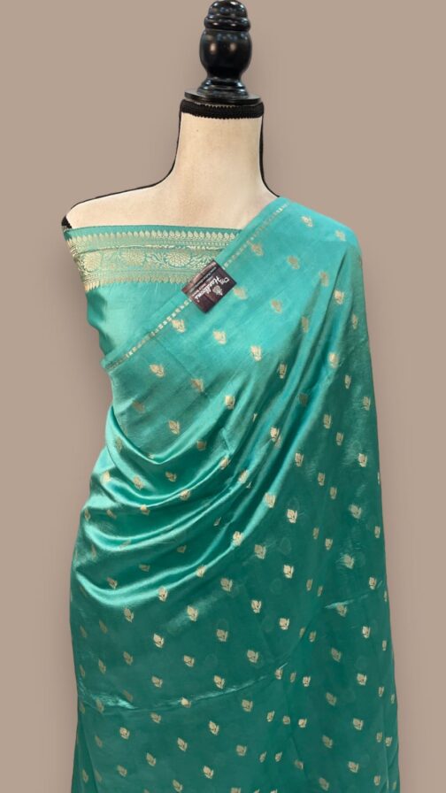 Banarasi handloom Sea Green semi Georgette