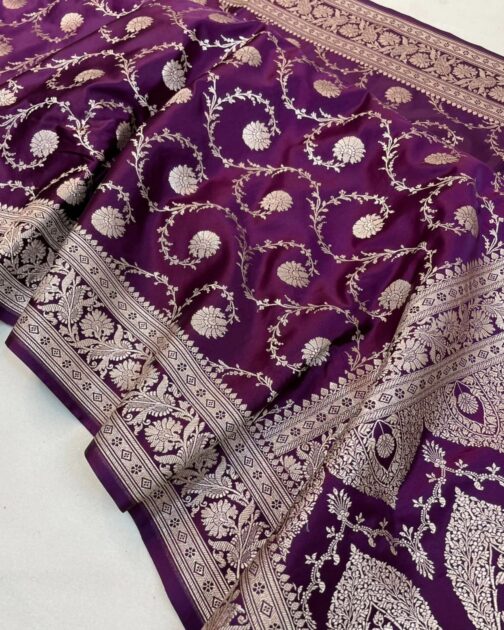 Banarasi Maroon Masru Pure silk Saree