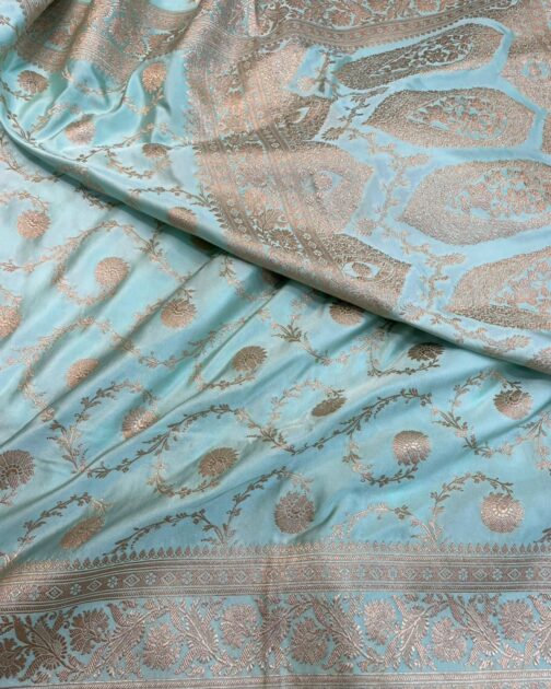 Banarasi Sky Blue Masru Pure silk Saree