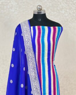 Multi Colour Banarasi chiffon Silk handloom Suit