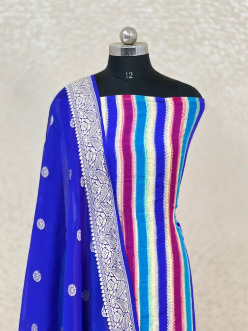 Multi Colour Banarasi chiffon Silk handloom Suit - Image 2