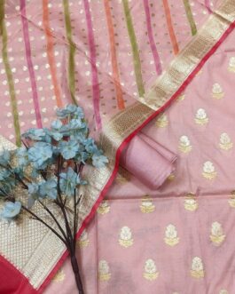 Light Rani Pink Banarasi Pure Mercerised Suit