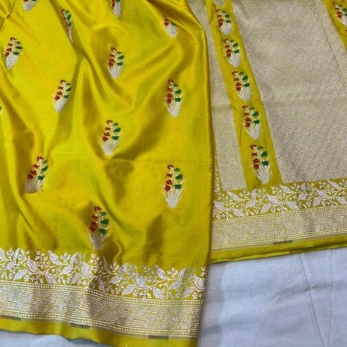 Banarasi Mehndi Colour Masru Pure silk Saree