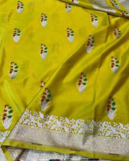 Banarasi Mehndi Colour Masru Pure silk Saree