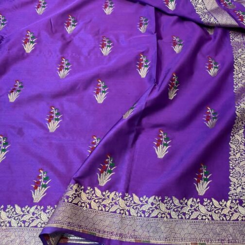 Banarasi Royal blue Masru Pure silk Saree - Image 2